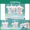 Adorable Dog Plush Keyring Bag Decoration Short Plush White/pink 12cm Tall
