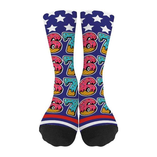 Funny 67 Crew Socks 6 7 Creams Drips Casual Socks Six Seven Meme Socks for Men Women Boys Girls Christmas Gifts