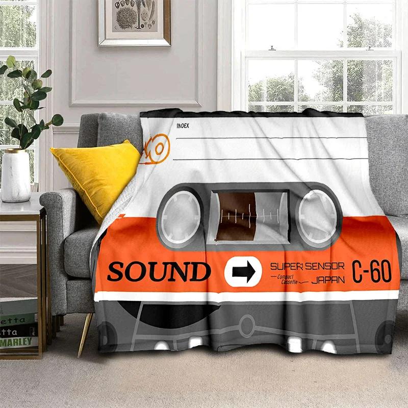 3D Music Cassette Tape Retro Pattern Blanket,Soft Throw Blanket for Home Bedroom Bed Sofa Picnic Travel Office Cover Blanket Kid