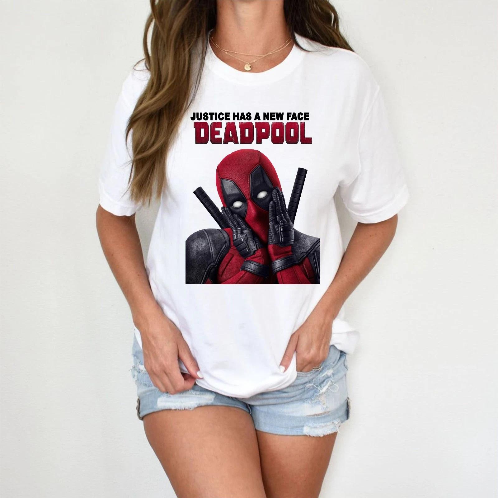 Justice Deadpool TShirt, Marvel Comic Retro Shirt,Funny Movie Themed Novelty Tee S