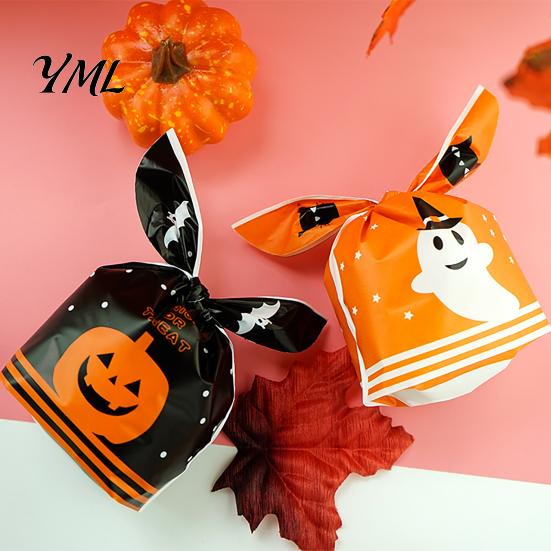 Clear Plastic Snack Pouches for Retail 48 Pcs Halloween Candy Bags, Kids Trick or Treat Goodie Cute Rabbit Portable Bags School Events Ear Small Gift