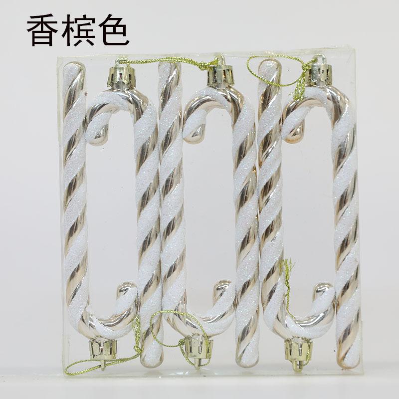 6pcs a Box Christmas Home Decorations Glitter Candy Cane Christmas Tree Decorations