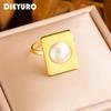 DIEYURO 316L Stainless Steel Geometric Zircon Ring For Womens Girl Fashion New Finger Ring Zircon Gift Party Anillos Mujer