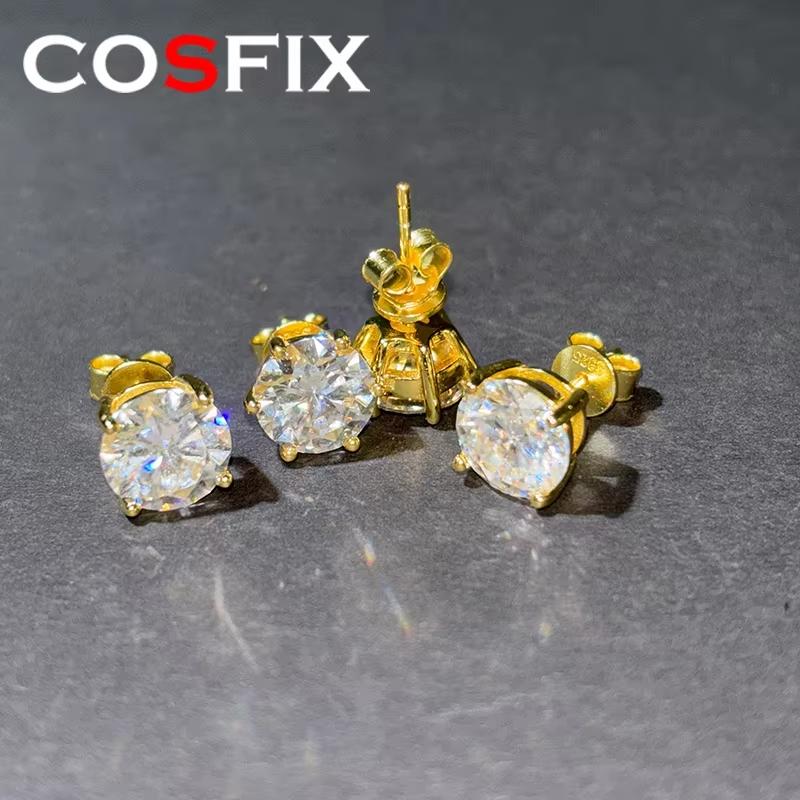 Pendientes de Tuerca de Moissanita GRA Plata de Ley 925 Pendiente de Moissanita de Diamante de Laboratorio para Mujeres Hombres Amante Tuerca de Moissanita 1ct 2ct
