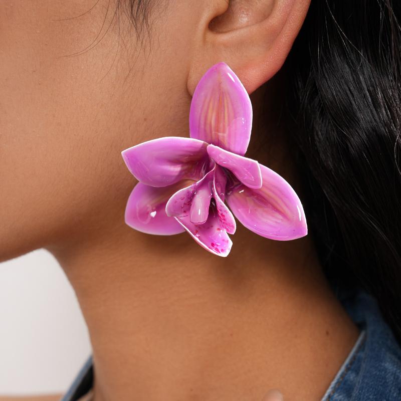 Exaggerated Colorful Large Flower Stud Earrings For Women Boho Petal Earrings Personality Jewelry Accessories Gifts