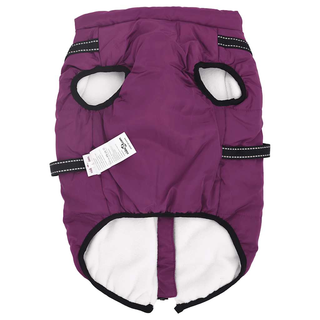 Waterproof Reflective Dog Coat with Integrated Harness Purple Size L44