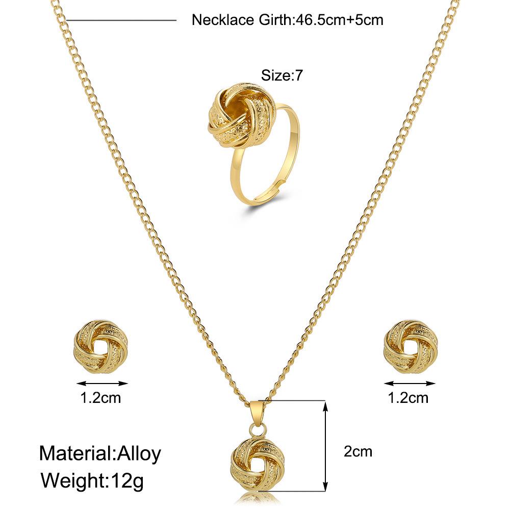 European & American Style Creative Twisted Knot Jewelry Set: Women's Necklace, Earrings & Ring