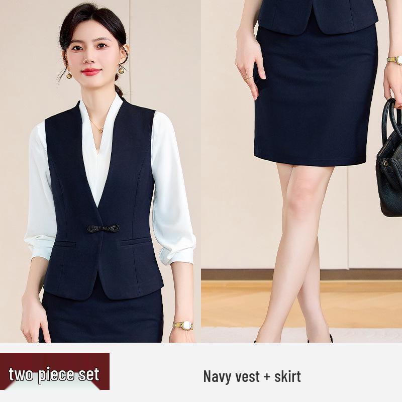 Women's Professional Waitress Vest Set - Hotel & Dental Reception Uniform