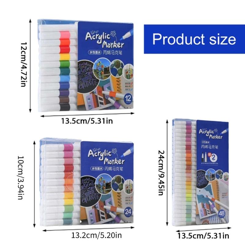 12/24/48 Color Acrylic Pen Acrylic Paint Pen Acrylic Paint Markers Acrylic Markers Set Craft Supplies for Drawing Stone