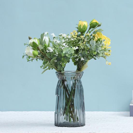 Gemischte Sträuße Künstlicher Blumenstrauß Kunstblumen Schleierkraut Rosenblüten mit Stielen Realistischer Schleierkrautstrauß für Hochzeitsmittelstück Brautparty