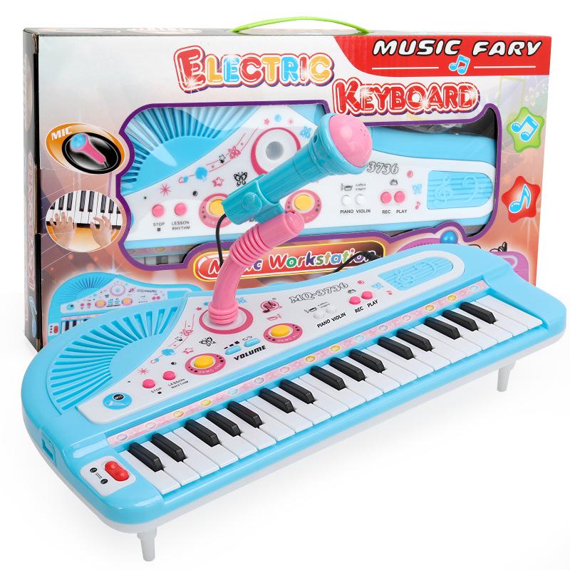 Children's 37-Key Mini Electronic Keyboard with Microphone - Multifunctional Piano Music Toy for Girls