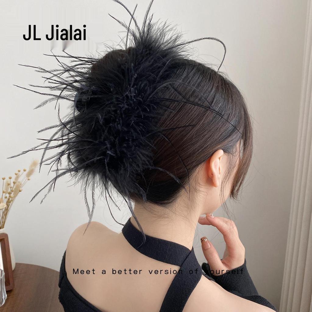 Luxury Coffee Feather Shark Claw Clip - Large Hairpin for Half Updos