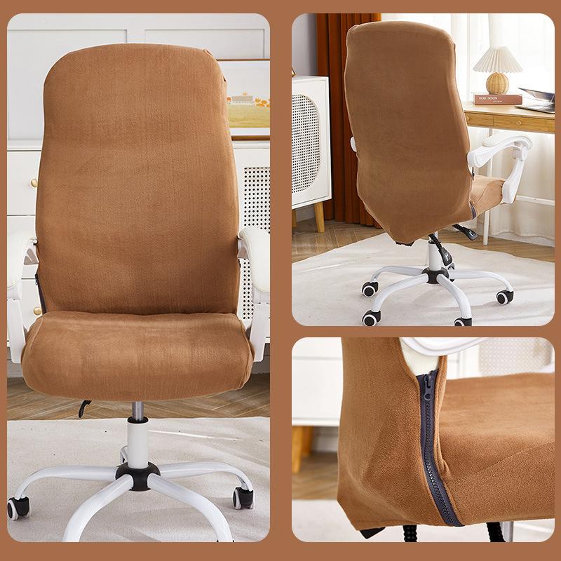 

Plush Office Chair Cover Simple Elastic Rotating Chair Covers with Zipper Fabric Seat Slipcovers for Play Gaming Room Bedroom S (As picture)