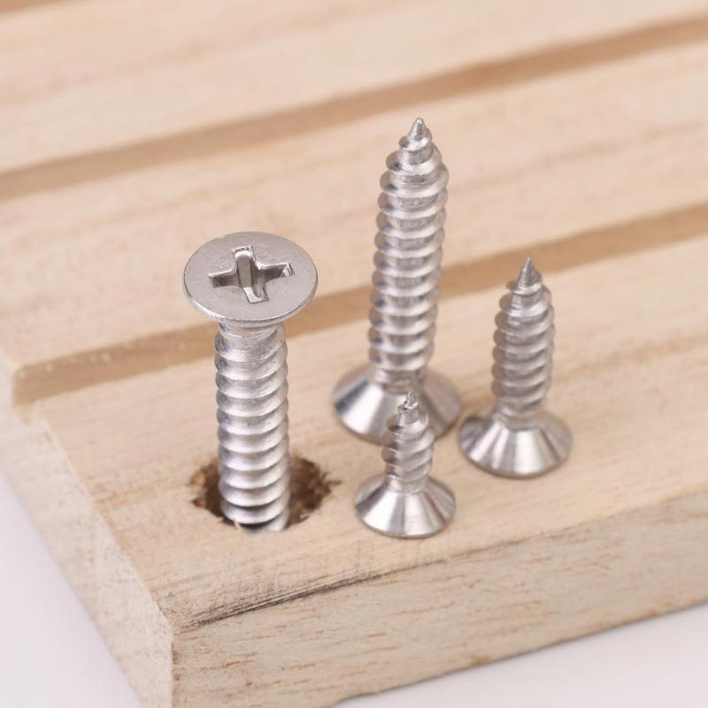 304 Stainless Steel Cross Recessed Countersunk Flat Head Tapping Screws for Wood Self-tapping Phillips Furniture Screw Fasteners