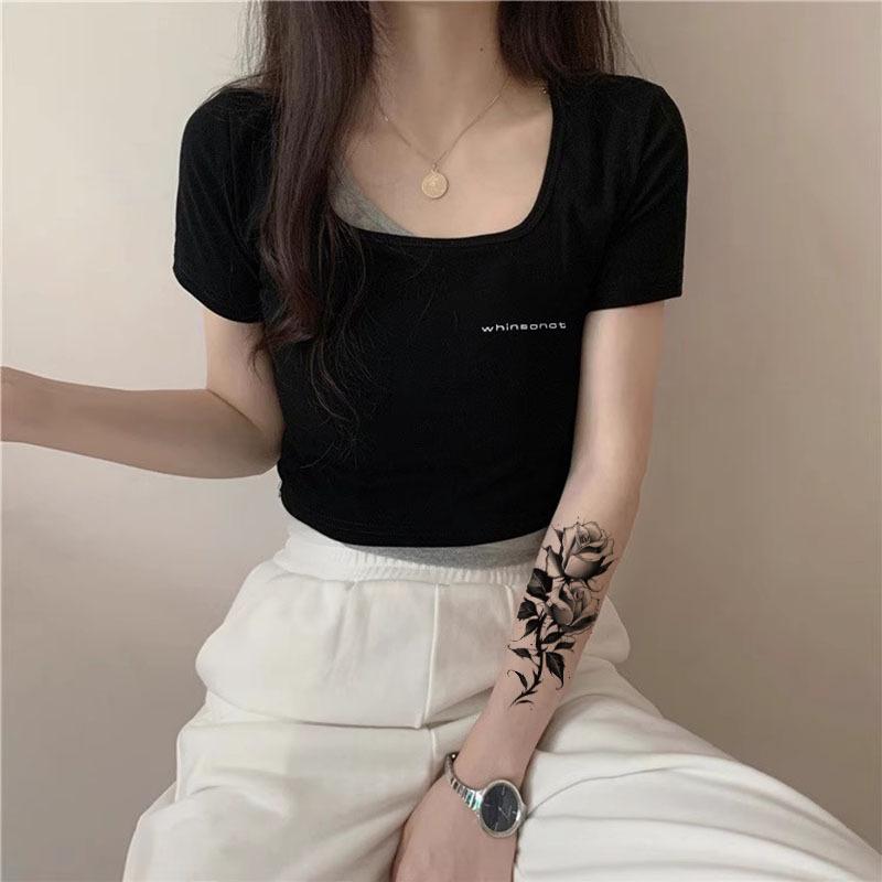 Emmy Black Series Butterfly Rose Flower Tattoo Sticker Set Water Transfer Paper