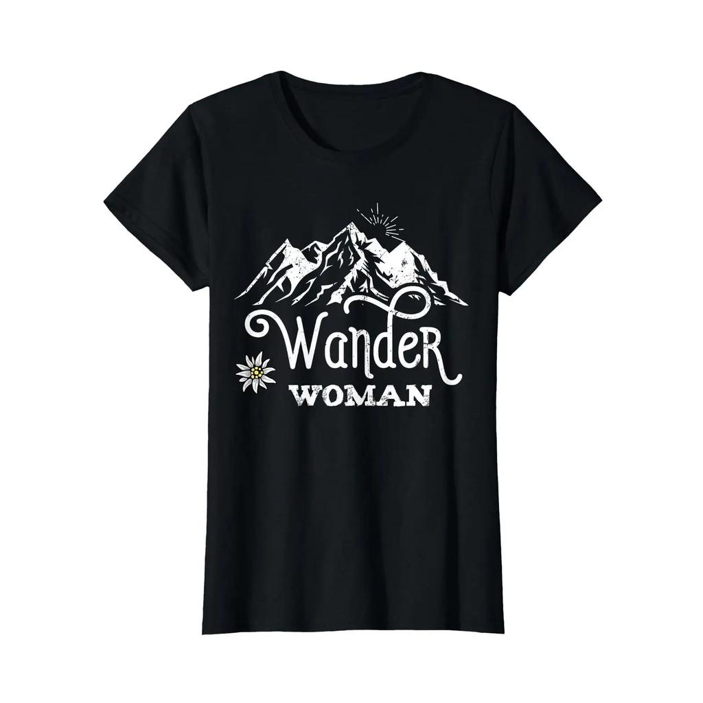Wander Unisex Mountaineering Unisex T Shirt Black Vintage Washed Breathable Streetwear Designer Clothes Soft Graphic Homme