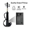 Yinfente Electric Violin 4/4 Full-Size Quiet 4-String Student Beginner's Violin with Wood Parts, Case, Bow, Shoulder Pillow, and Wired Earphones (Blac