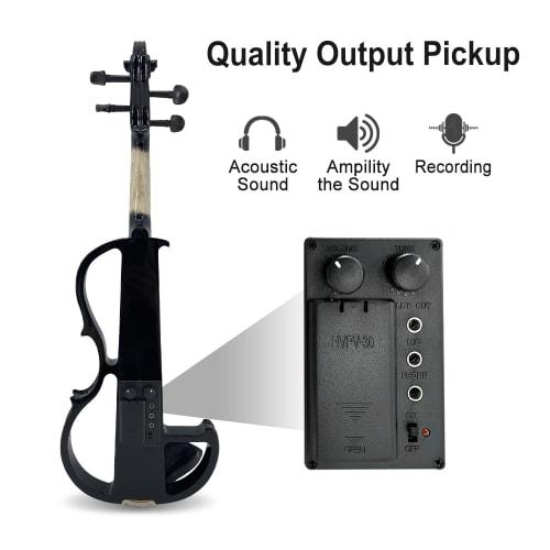 Yinfente Electric Violin 4/4 Full-Size Quiet 4-String Student Beginner's Violin with Wood Parts, Case, Bow, Shoulder Pillow, and Wired Earphones (Blac