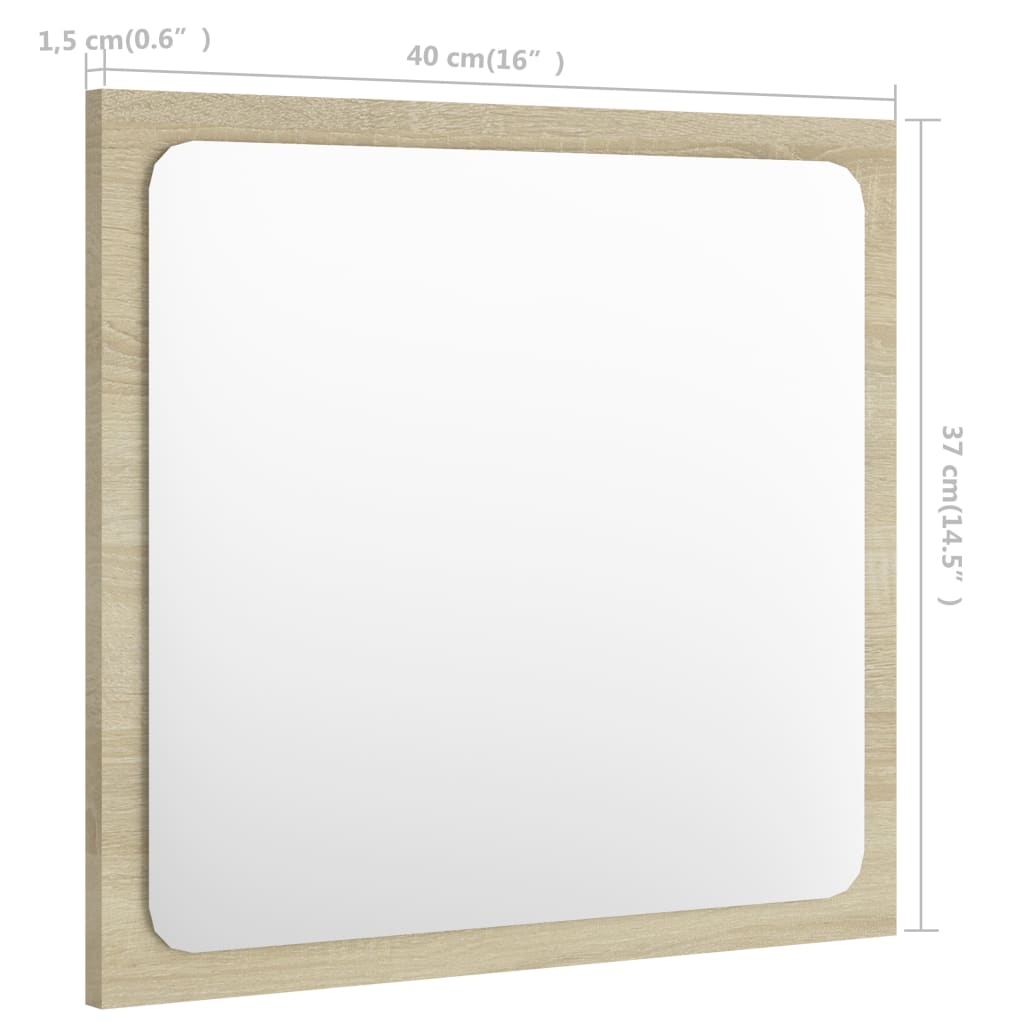 Bathroom Mirror Sonoma Oak 40 x 1.5 x 37 cm Wood Based Material