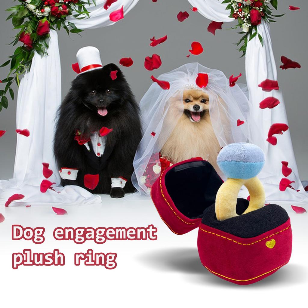 Love Heart Ring Box Plush Toy For Super Big Rings Box Set Valentine'S Day Gift Wedding Diamond Ring Doll Dog Wedding Engagement