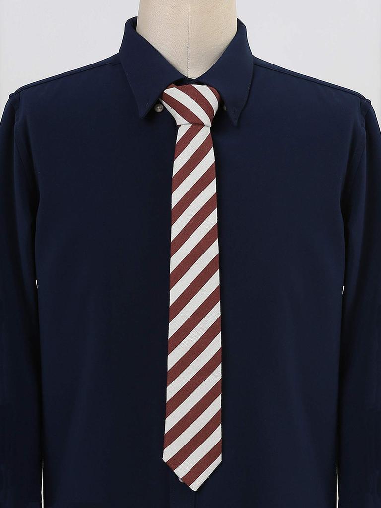 [Allegra K] Linen Stripe Narrow Tie, 6cm, Formal, Casual, Business, Men's, Red, 6cm