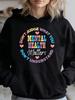 Women'S Mental Health Awareness Hoodie With Positive Affirmations Print Black Loose Fit Oversized Kangaroo & Drawstring Hood Sof W