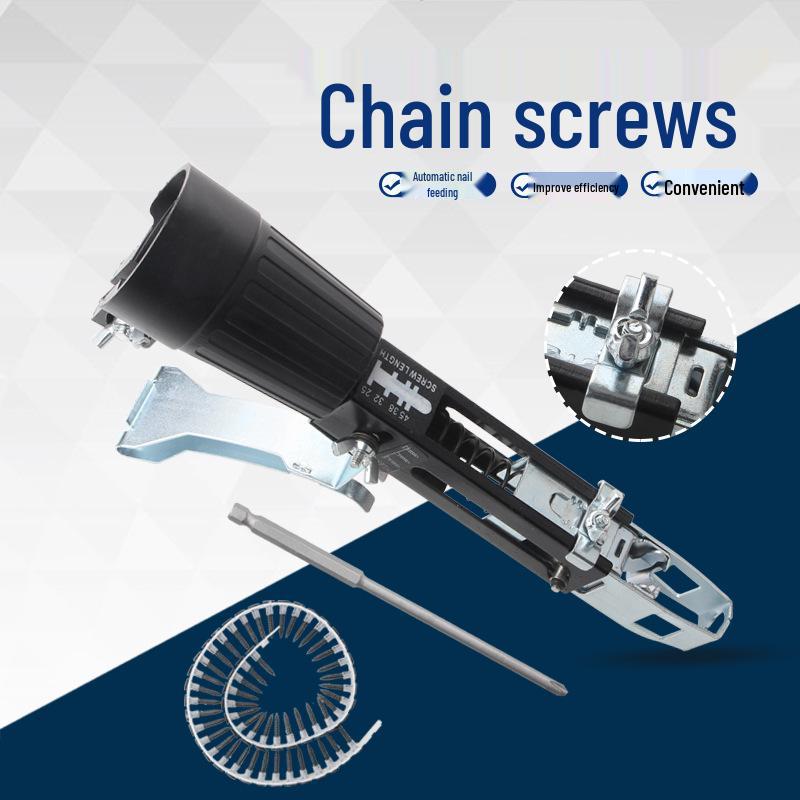 Lithium Battery Automatic Chain Screwdriver with Nail Feeder & Belt Converter.