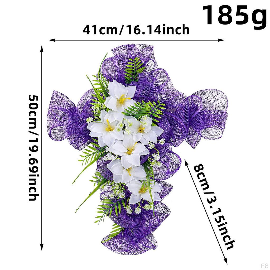 Easter Cross Wreath Artificial Flower Gift Garland Hanger Spring Tulip Door for