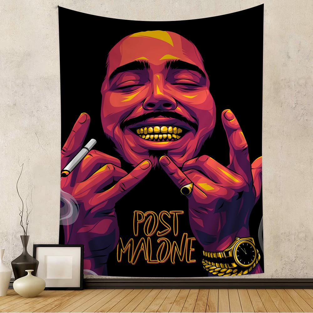 American Singer Star Rapper Post Malone Cartoon Tapestry Wall Hanging Decoration Household Home Decor