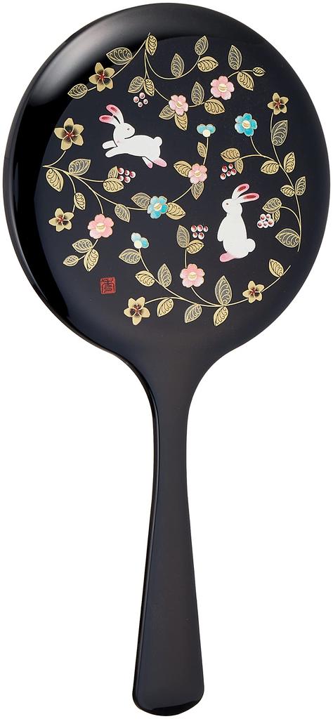 Mitani Yamanaka Lacquerware Yamanaka Lacquerware Hand (Mitani) "Flower Path" Mirror, Black, M15393-4