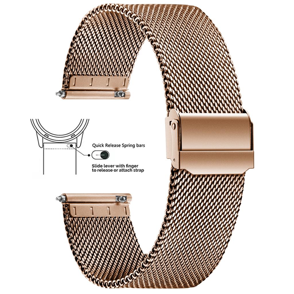 Cinturino per Orologio Milanese in Acciaio Inossidabile a Rete, 8/10/12/13/14/15/16/17/18/19/20/21/22/24mm, Cinturini per Orologio a Rilascio Rapido per Uomo Donna