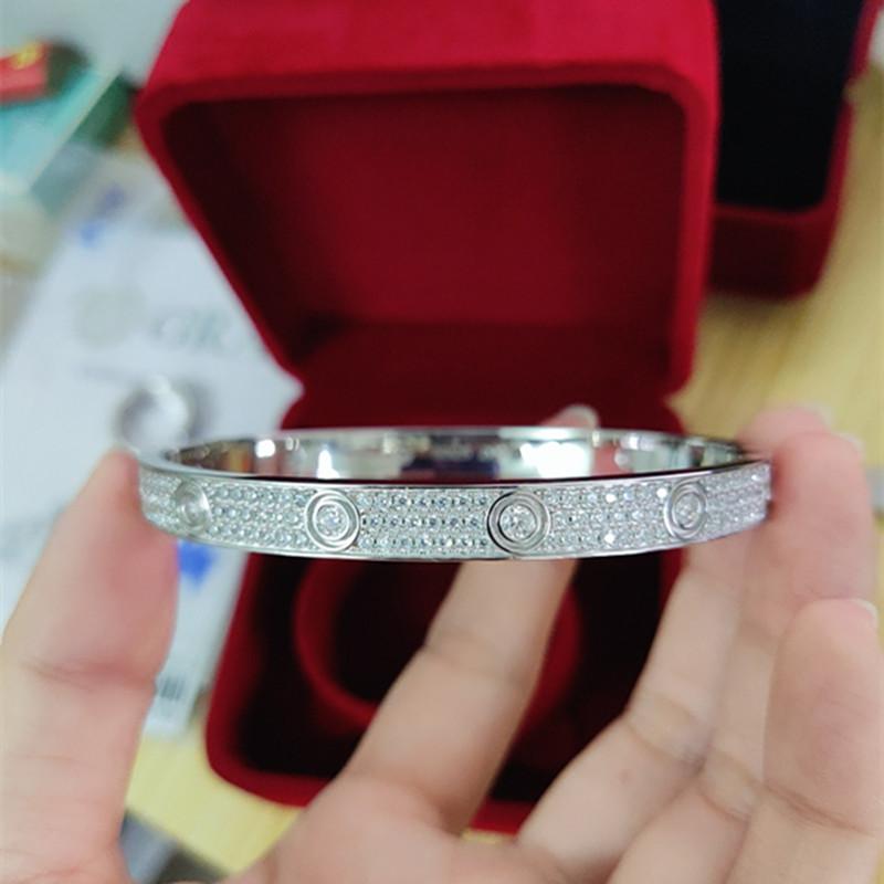 

MOJY Высокое качество 16 ~ 21 см PT950 платиновый браслет с инкрустацией Moissainte шириной 6 мм три ряда полных бриллиантов пара ювелирных изделий для женщин 17cm