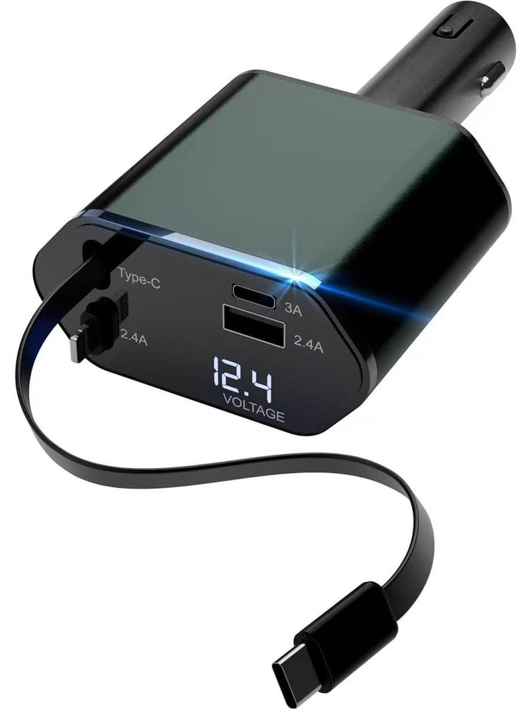 120W Retractable 1-to-3 Fast Car Charger
