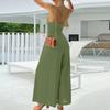 Women's Color Loose Wide Leg Cotton Linen Jumpsuit Pants