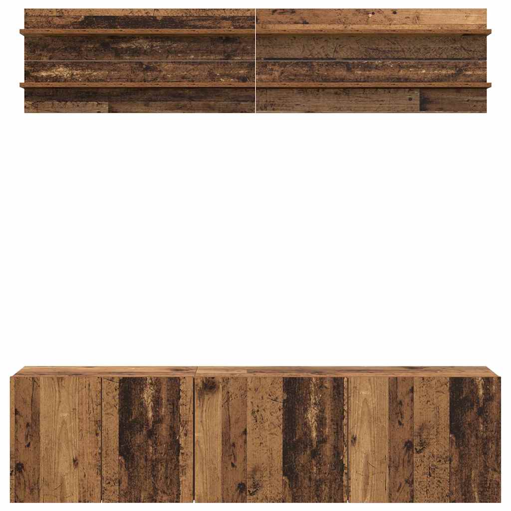 Wall Mounted TV Units 6 pcs Reclaimed Wood Effect Particleboard