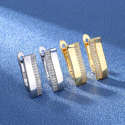 2026U-shaped British Zircon Ear Buckle, European and American Super Flash Full Diamond Earrings, Ear Buckle Women's Jewelry Accessories