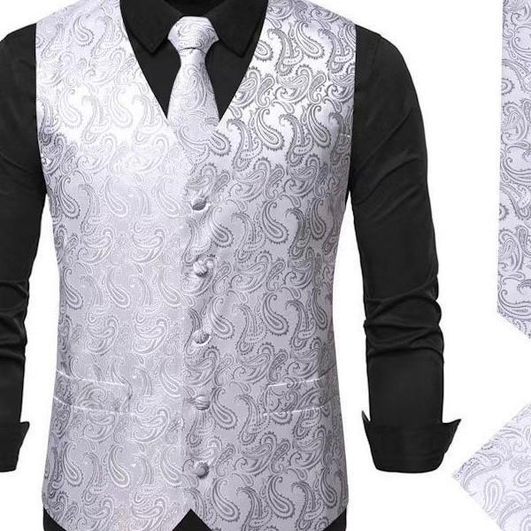 Męski kamizelka casual w kwiaty w dużym rozmiarze - styl europejski