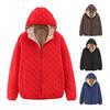 Women Coat Solid Color Hooded Plush Thicken Winter Jacket for Work