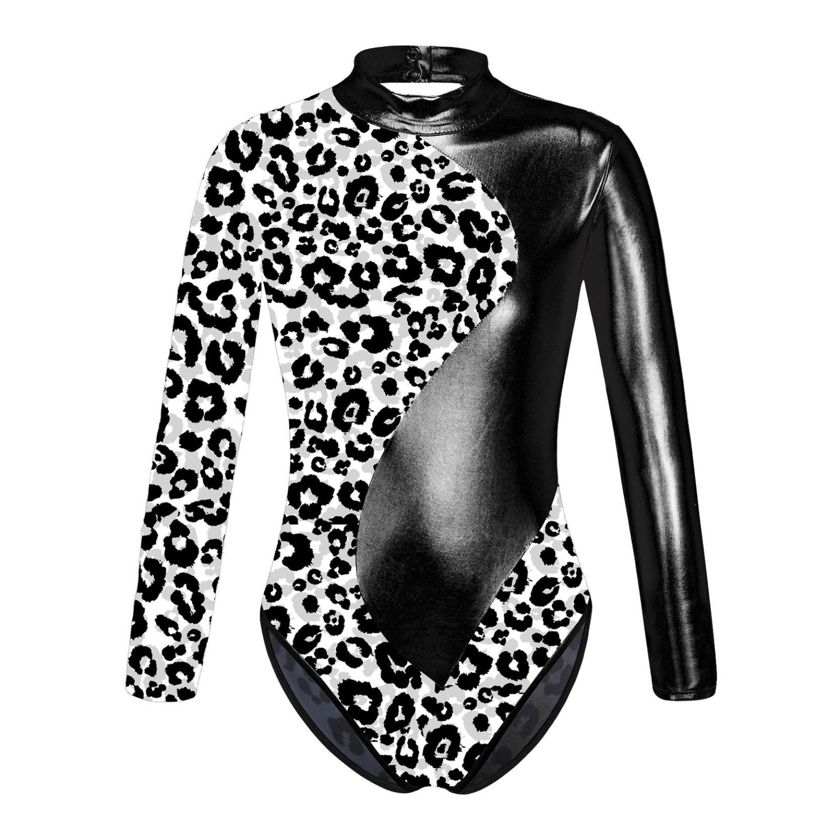 

Детский гимнастический трико для балета и танцев для девочек, боди с длинными рукавами и принтом и шорты для катания на коньках, спортивные купальники для выступлений на сцене 7-8 Years