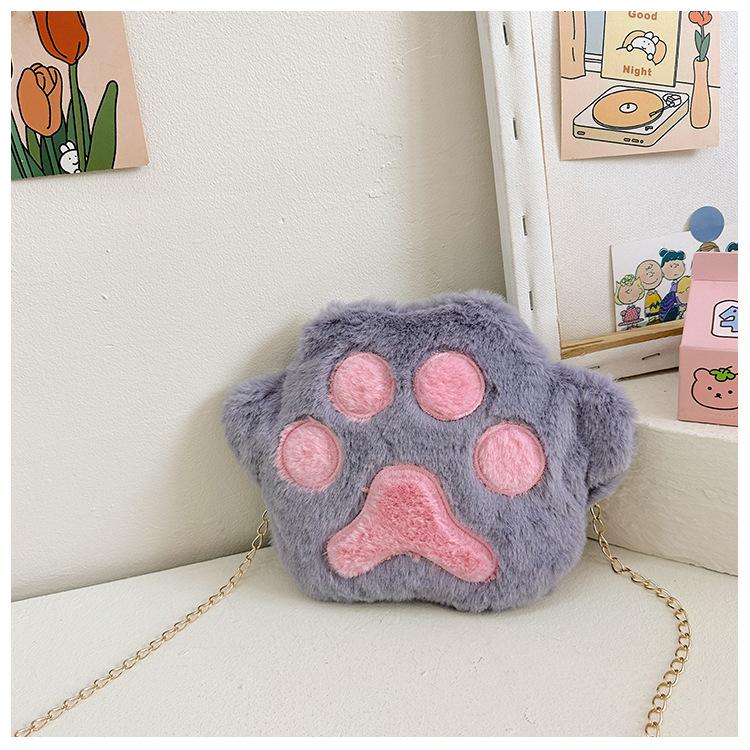 

Сумка Коготь Кошка Плюшевая Цепочка Полиэстер Сумка Через Плечо Универсальная Диагональная Личность серый