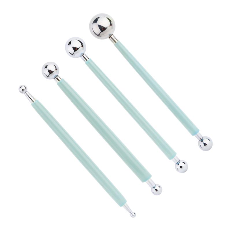 

KOVEEN For Embossing Pattern 4 Pcs Point Drill Creasing Pen With DIY Ball Styluses Tools Spiral Double Head Clay Sculpting Tools