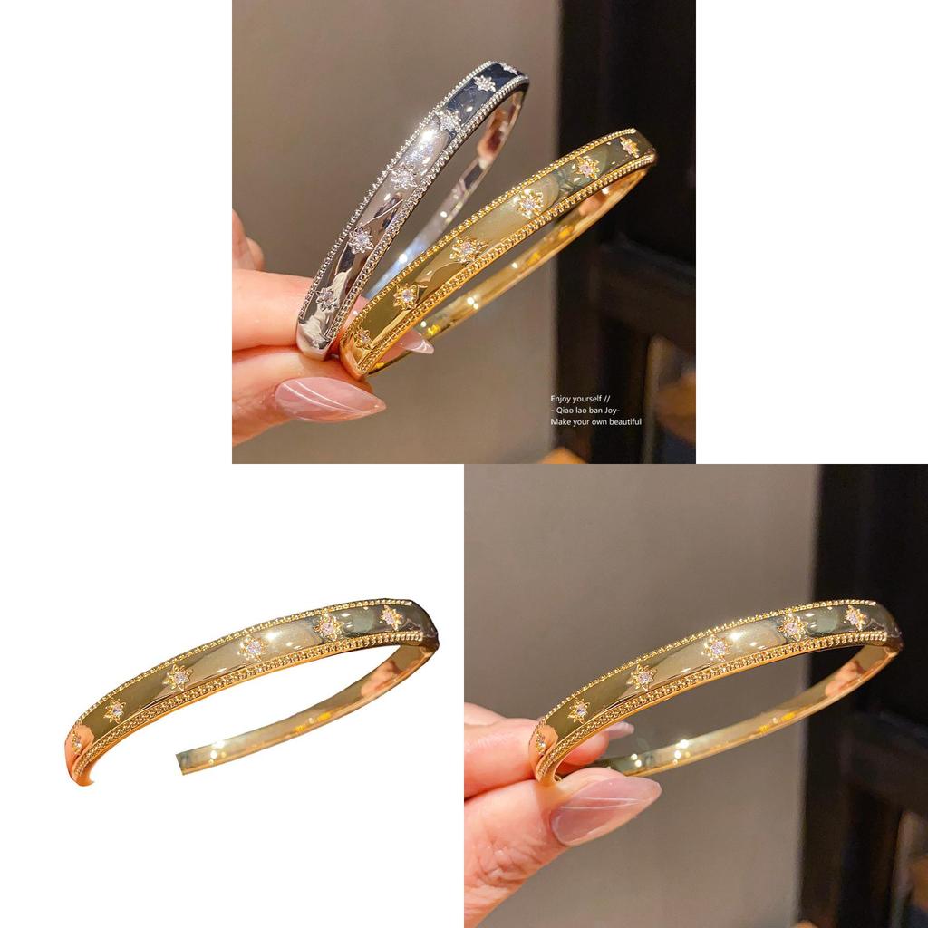 Bracciale in Zirconio Placcato Oro Stile Retrò con Design Geometrico per Eleganti Accessori da Donna