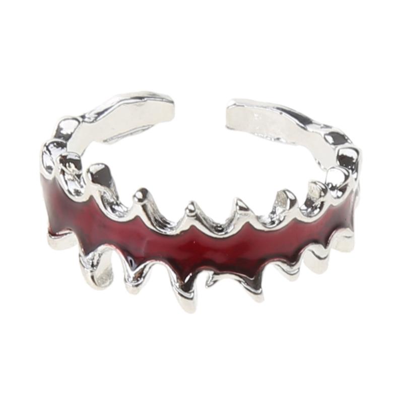Punk Finger Rings Red Flame Open Finger Rings Adjustable Finger Rings Metal Material Jewelry Gift for Men Women Girls