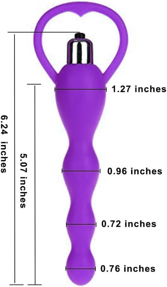 Soft Silicone Vibrating Anal Beads Butt Graded Design Anal Waterproof Anal Sex Toy for and Adult Couples Plug, Vibrator, G-Spot Men, Women, (Purple)