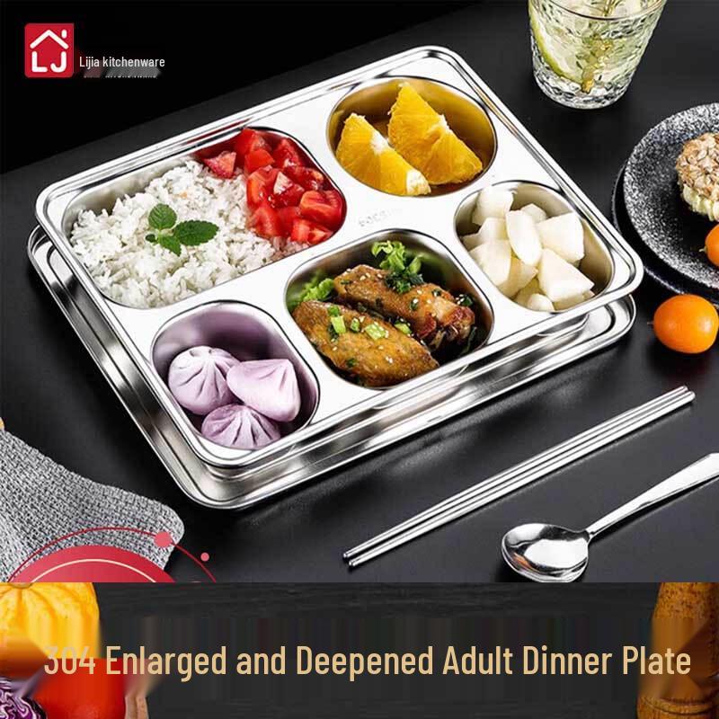 Разделенный поднос для еды из нержавеющей стали 304