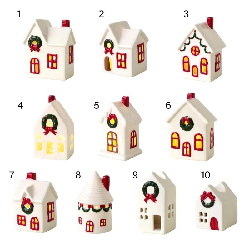 Festival Keramik Hus Ljusstakar Batteridrivna Juldekoration Vinterdisplay Gåva Julstugor Hus