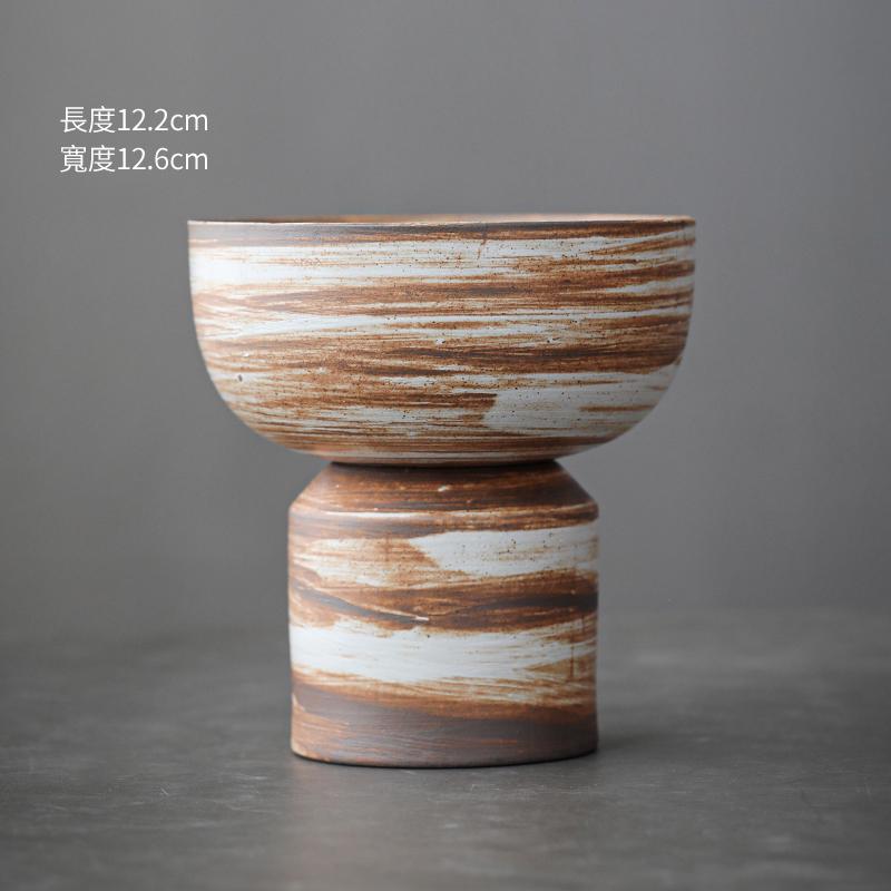 Retro Highfoot Dessert Bowl Ceramic Fruit Snack Plate Dried Fruit Dessert Plate Set Table Beautiful Dessert Dish Ice Cream Cup