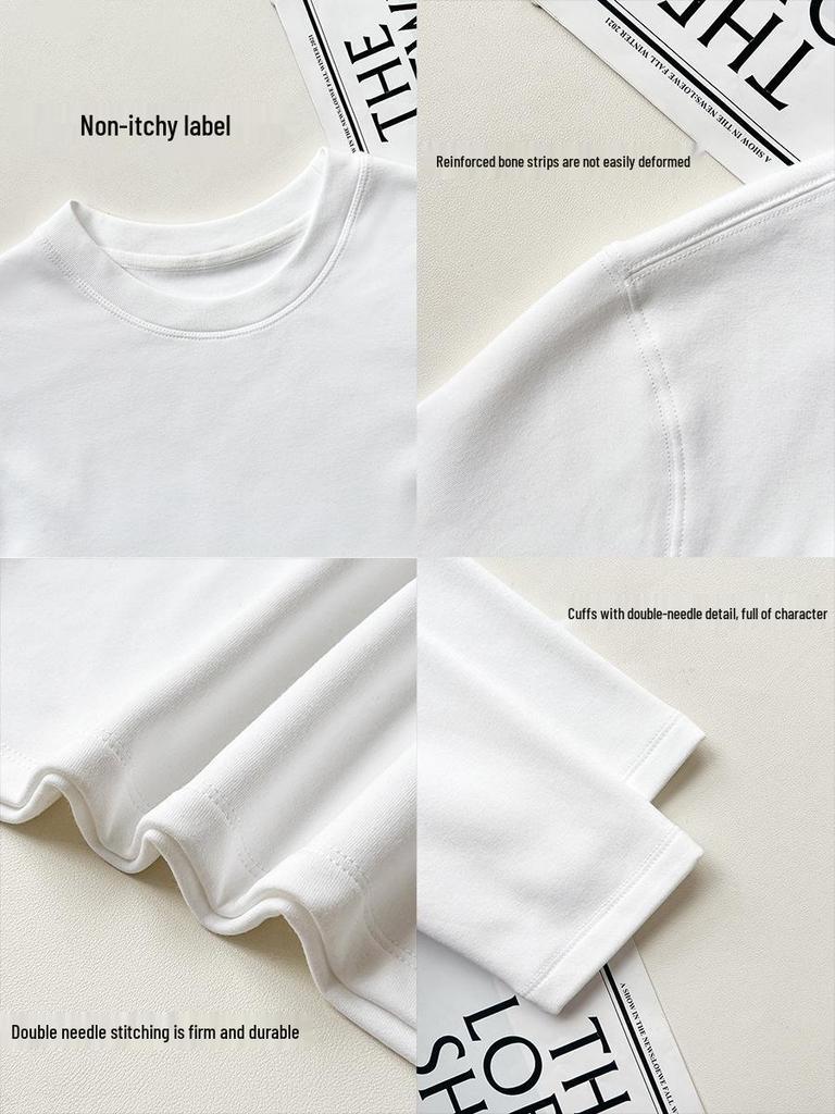 Women's Fleece-Lined Long-Sleeve Base Layer T-Shirt: Brushed, Thick, Plain, Loose Fit for Autumn/Winter 2025.