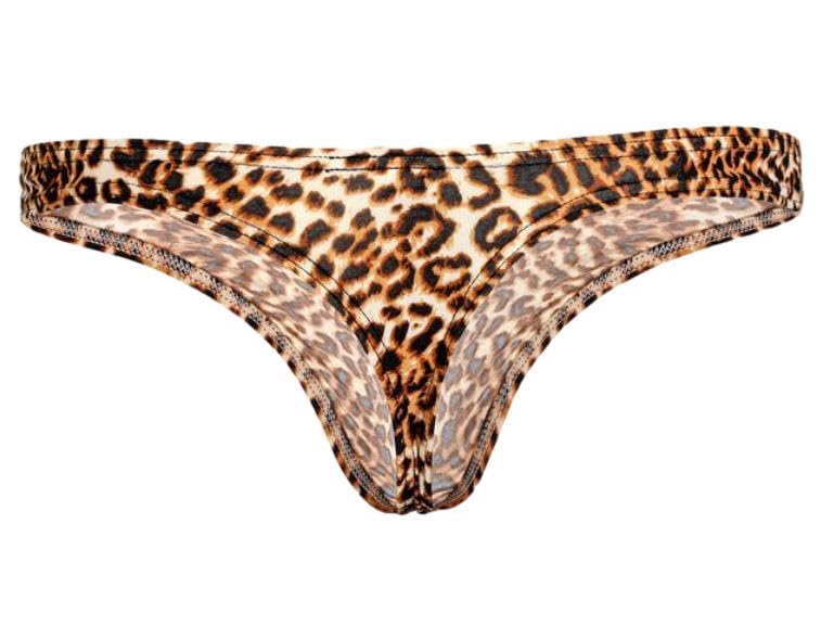 DauStage Leopard Size Men's T-Back Panties, Print, Underwear, 2-Pack (12, 2-Color Set, L)