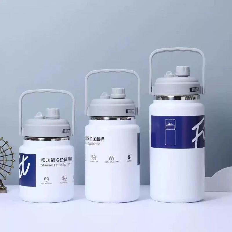 Stainless Steel Insulated Water Jug Food Grade Leak Proof Lid 24H Heat Cold Retention for Picnic Beach Trips